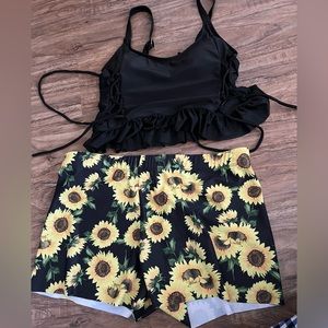 2pack Sunflower Ruffle Hem Bikini Swimsuit